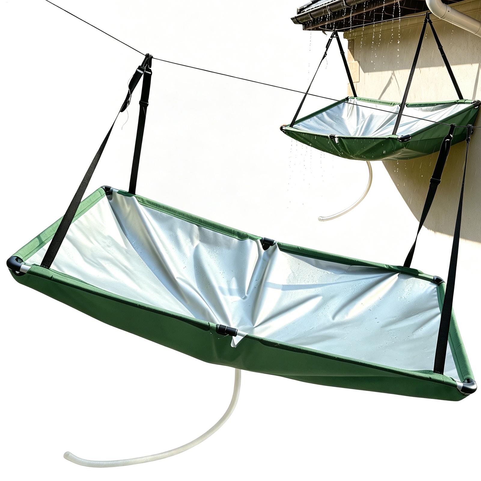Gardening Tools And Equipment - เครื่องเก็บน้ำฝนกลางแจ้ง, ตัวนำทางน้ำ, อุปกรณ์รวบรวมน้ำฝน, ฝาครอบเก็บน้ำฝนแบบแขวนพร้อมสายยางยาว 1 เมตร